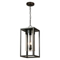 Eglo 3 Lights Outdoor Pendant W/ Oil Rubbed Bronze Finish & Clear Glass 203668A